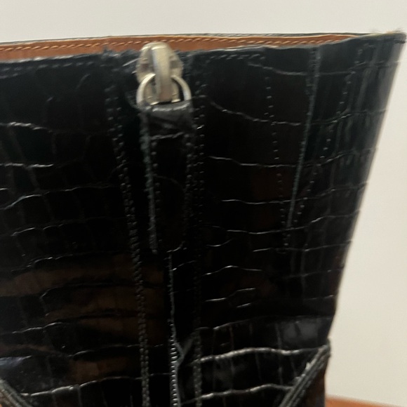 Zara Black Croc-Patterned cowboy Boots - Picture 2 of 6